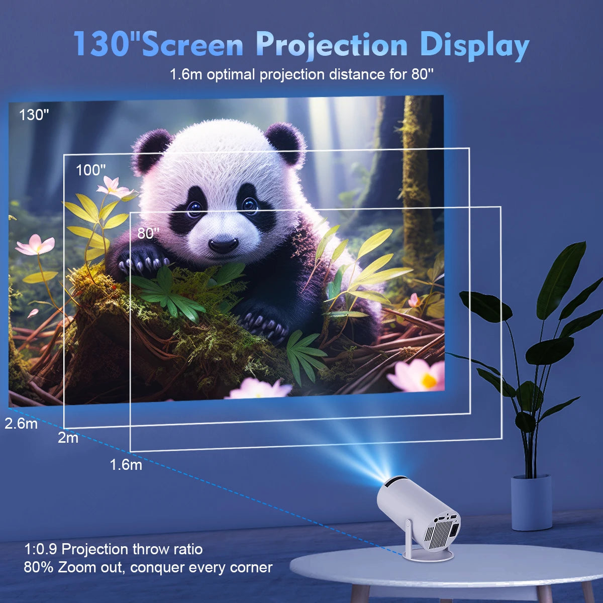 Projecteur portable 4K Wifi Led